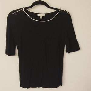 Black shirt with white trim